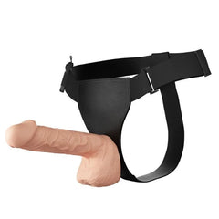 Baile schwarzes ledergeschirr mit beiger silikon phallus befestigung 26 cm natural für leidenschaftlichen einsatz