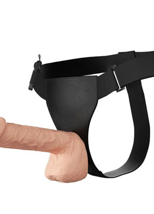 Baile schwarzes ledergeschirr mit beiger silikon phallus befestigung 26 cm natural für leidenschaftlichen einsatz