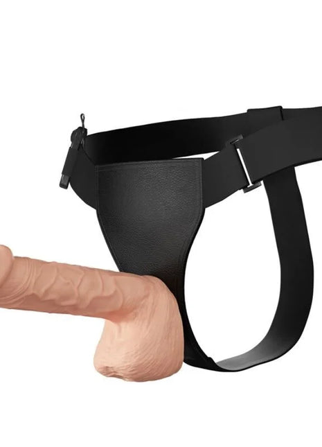 Baile schwarzes ledergeschirr mit beiger silikon phallus befestigung 26 cm natural für leidenschaftlichen einsatz