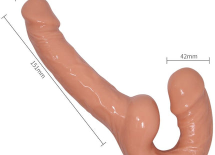 Peachfarbener silikon dualköpfiger dildo mit realistischem struktur und glänzender oberfläche von baile