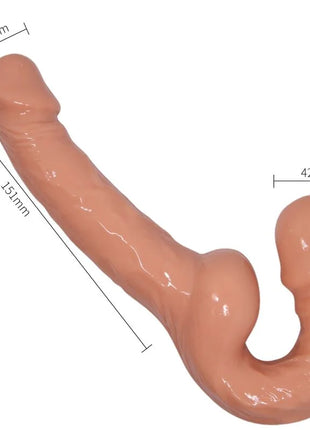 Peachfarbener silikon dualköpfiger dildo mit realistischem struktur und glänzender oberfläche von baile