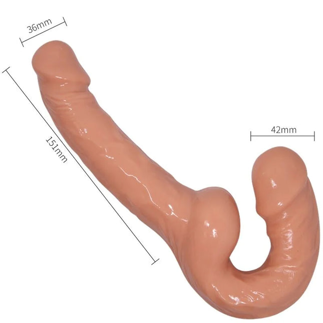 Peachfarbener silikon dualköpfiger dildo mit realistischem struktur und glänzender oberfläche von baile