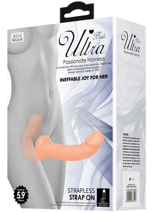 Baile ultra leidenschaftlicher strapless silikon gurt dildo in pfirsichfarbe für intime anwendung