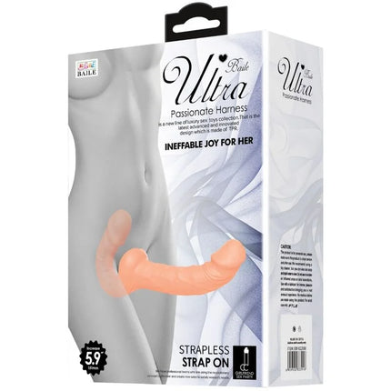 Baile ultra leidenschaftlicher strapless silikon gurt dildo in pfirsichfarbe für intime anwendung