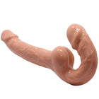 Beige silikon zweiköpfiger dildo mit realistischer struktur und glänzendem finish von baile ohne gurtstützung