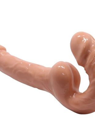 Beige silikon zweiköpfiger dildo mit realistischer struktur und glänzendem finish von baile ohne gurtstützung