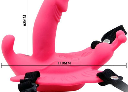 Pinkes silikon erwachsenenspielzeug mit schwarzen verstellbaren riemen baile ultra leidenschaftliches schmetterlingsgeschirr mit fernbedienung