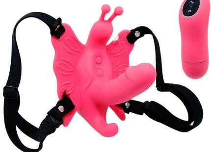 Baile ultra leidenschaftliches schmetterlingsgeschirr mit fernbedienung in rosa mit schwarzen verstellbaren riemen