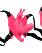 Baile ultra leidenschaftliches schmetterlingsgeschirr mit fernbedienung in rosa mit schwarzen verstellbaren riemen
