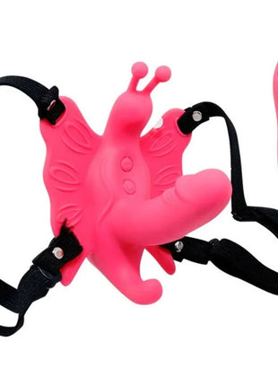 Baile ultra leidenschaftliches schmetterlingsgeschirr mit fernbedienung in rosa mit schwarzen verstellbaren riemen