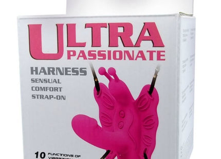 Pinkes silikon schmetterlingsgeschirr strap-on mit vibrierender funktion von baile in ultra leidenschaftlich