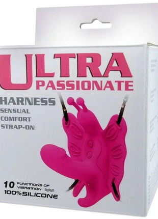 Pinkes silikon schmetterlingsgeschirr strap-on mit vibrierender funktion von baile in ultra leidenschaftlich