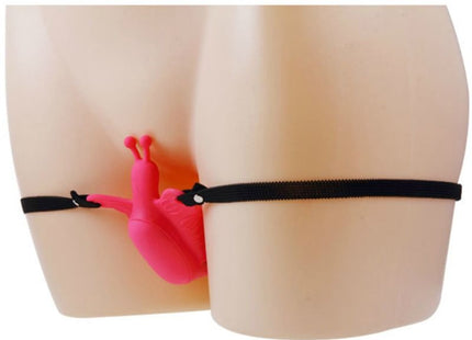 Rosa Kunststoff schneckenförmiger garter belt Charm mit schwarzem Reißverschlussband im BAILE Ultra leidenschaftliches vibrierendes Schmetterlingsgeschirr