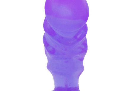 Baile unisex analplug aus lila transparentem silikon mit geriffeltem design und abgerundetem saugnapfboden
