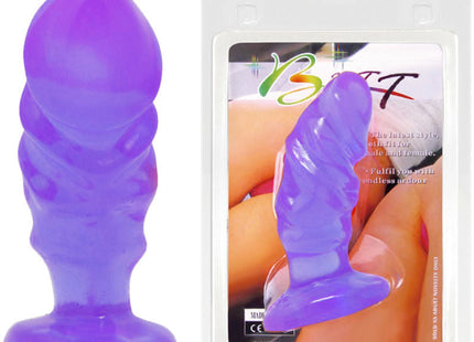 Baile unisex analplug mit lila farbenem saugnapf aus silikon mit geriffeltem design und abgerundetem sockel