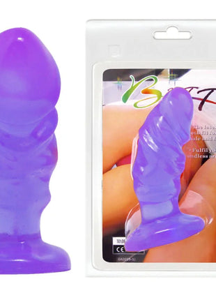 Baile unisex analplug mit lila farbenem saugnapf aus silikon mit geriffeltem design und abgerundetem sockel