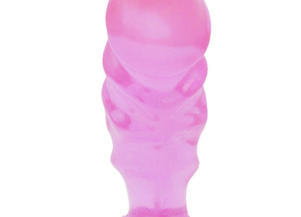 Baile unisex analplug aus rosa transparentem silikon mit geriffelter struktur und abgerundetem saugnapfboden