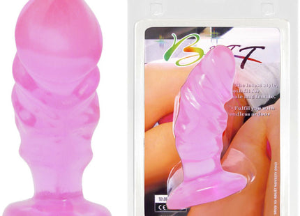 Unisex analplug von baile aus pinkem silikon mit geriffeltem design und rundem saugnapfboden