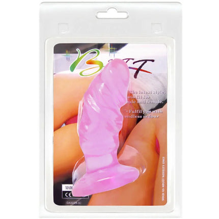 Unisex silikon analplug von BAILE in rosa mit saugnapf in transparenter verpackung sichtbar