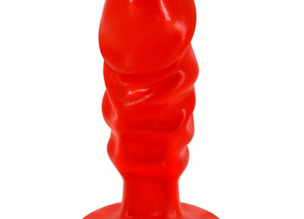 Unisex silikon analplug von baile in rot mit geriffeltem design und abgerundetem saugnapfboden