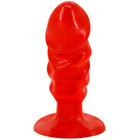 Unisex silikon analplug von baile in rot mit geriffeltem design und abgerundetem saugnapfboden