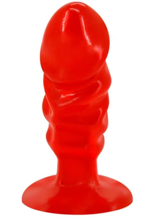Unisex silikon analplug von baile in rot mit geriffeltem design und abgerundetem saugnapfboden