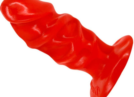 Unisex analplug von baile in rot aus silikon mit welliger struktur und flachem saugnapfbasis für sicheren halt