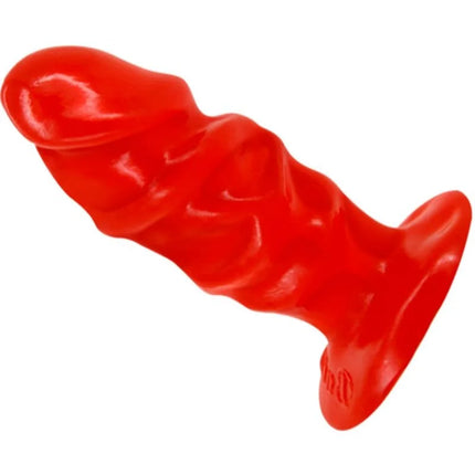 Unisex analplug von baile in rot aus silikon mit welliger struktur und flachem saugnapfbasis für sicheren halt