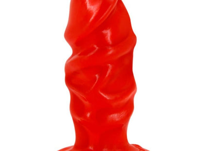 Baile unisex analplug mit rotem saugnapf aus silikon mit strukturierter, verdrehter form und breitem sockel