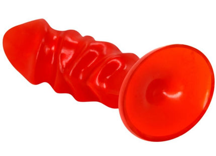 Baile unisex analplug mit rotem saugnapf aus glänzendem silikon und segmentierter oberfläche für analgebrauch