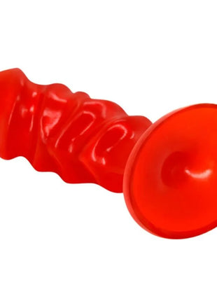 Baile unisex analplug mit rotem saugnapf aus glänzendem silikon und segmentierter oberfläche für analgebrauch