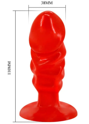 Baile unisex analplug mit rotem, glänzendem silikon, geriffeltem schacht und breiter basis für stabilität