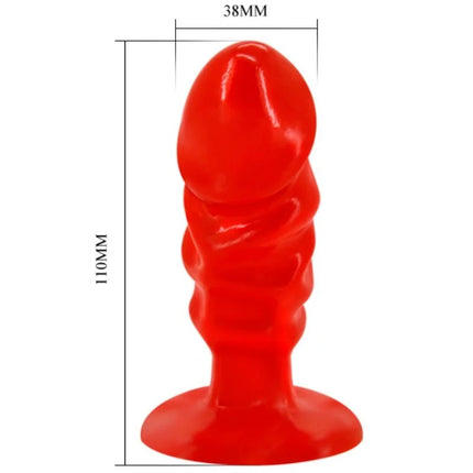 Baile unisex analplug mit rotem, glänzendem silikon, geriffeltem schacht und breiter basis für stabilität