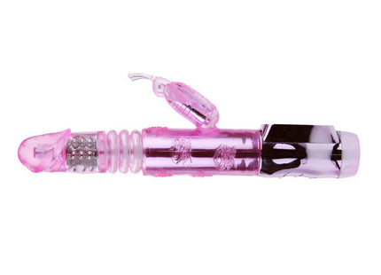 Baile us kaninchen pohnender schmetterling pinker durchsichtiger vibrierender rabbit toy mit floralen gravuren