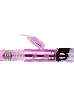Baile us kaninchen pohnender schmetterling pinker durchsichtiger vibrierender rabbit toy mit floralen gravuren