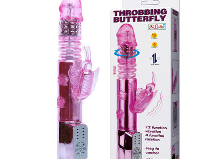 Baile us kaninchen pohnender schmetterling vibrator aus pinkem transluzentem kunststoff mit silbernem bedienfeld