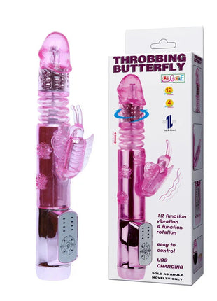 Baile us kaninchen pohnender schmetterling vibrator aus pinkem transluzentem kunststoff mit silbernem bedienfeld
