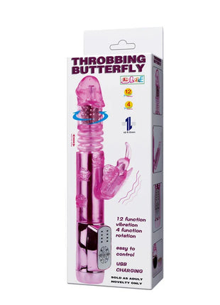 Pink transparenter plastik schmetterling vibrator mit silbernem steuerfeld und usb ladeanschluss von baile