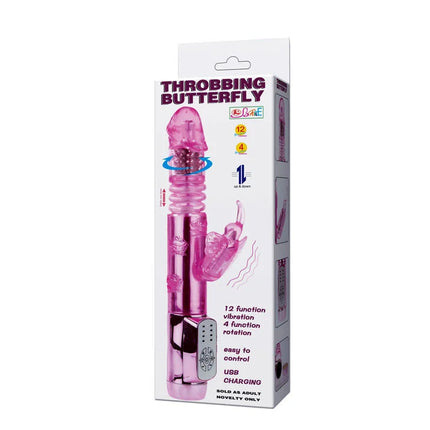 Pink transparenter plastik schmetterling vibrator mit silbernem steuerfeld und usb ladeanschluss von baile