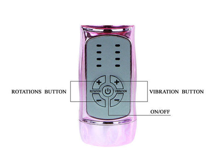 Baile us kaninchen pohnender schmetterling pinke metallische fernbedienung mit grauem bedienfeld für vibration rotation und power