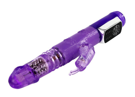Lila durchsichtiger baile us rabbit butterf prince vibrator aus kunststoff mit silbernem bedienfeld und klaren silikonohren