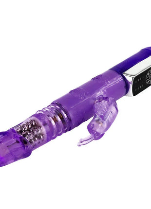 Lila durchsichtiger baile us rabbit butterf prince vibrator aus kunststoff mit silbernem bedienfeld und klaren silikonohren