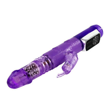 Lila durchsichtiger baile us rabbit butterf prince vibrator aus kunststoff mit silbernem bedienfeld und klaren silikonohren