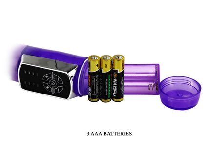 Baile us rabbit butter prince purple silikon vibrator mit chrombedienfeld und drei aaa batterien daneben