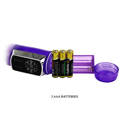 Baile us rabbit butter prince purple silikon vibrator mit chrombedienfeld und drei aaa batterien daneben