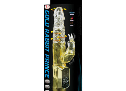 Klarer transparenter plastik rabbit-vibrator mit goldfarbenem sockel und bedienfeld von BAILE US Rabbit Gold Prince