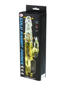 Transparent gelber rabbit-vibrator aus Kunststoff mit goldenem Sockel und Bedienfeld von BAILE US Rabbit Gold Prince