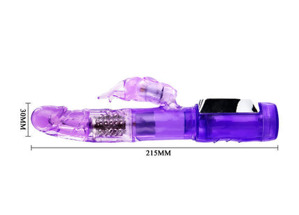 Lila durchsichtiger plastikkaninchen-vibrator mit schwarzer rechteckiger steuerung baile us rabbit passion baron