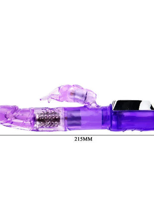 Lila durchsichtiger plastikkaninchen-vibrator mit schwarzer rechteckiger steuerung baile us rabbit passion baron