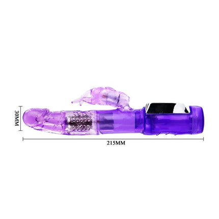 Lila durchsichtiger plastikkaninchen-vibrator mit schwarzer rechteckiger steuerung baile us rabbit passion baron